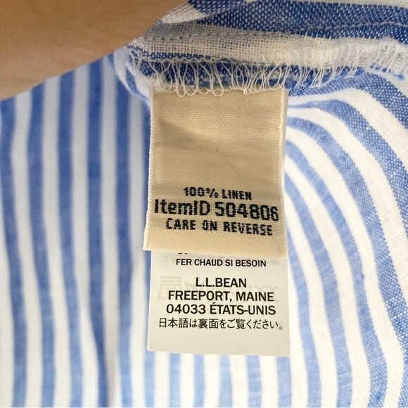 L.L. Bean Linen Striped Split Neck Long Sleeved Tunic Sz S Petite - Picture 7 of 7